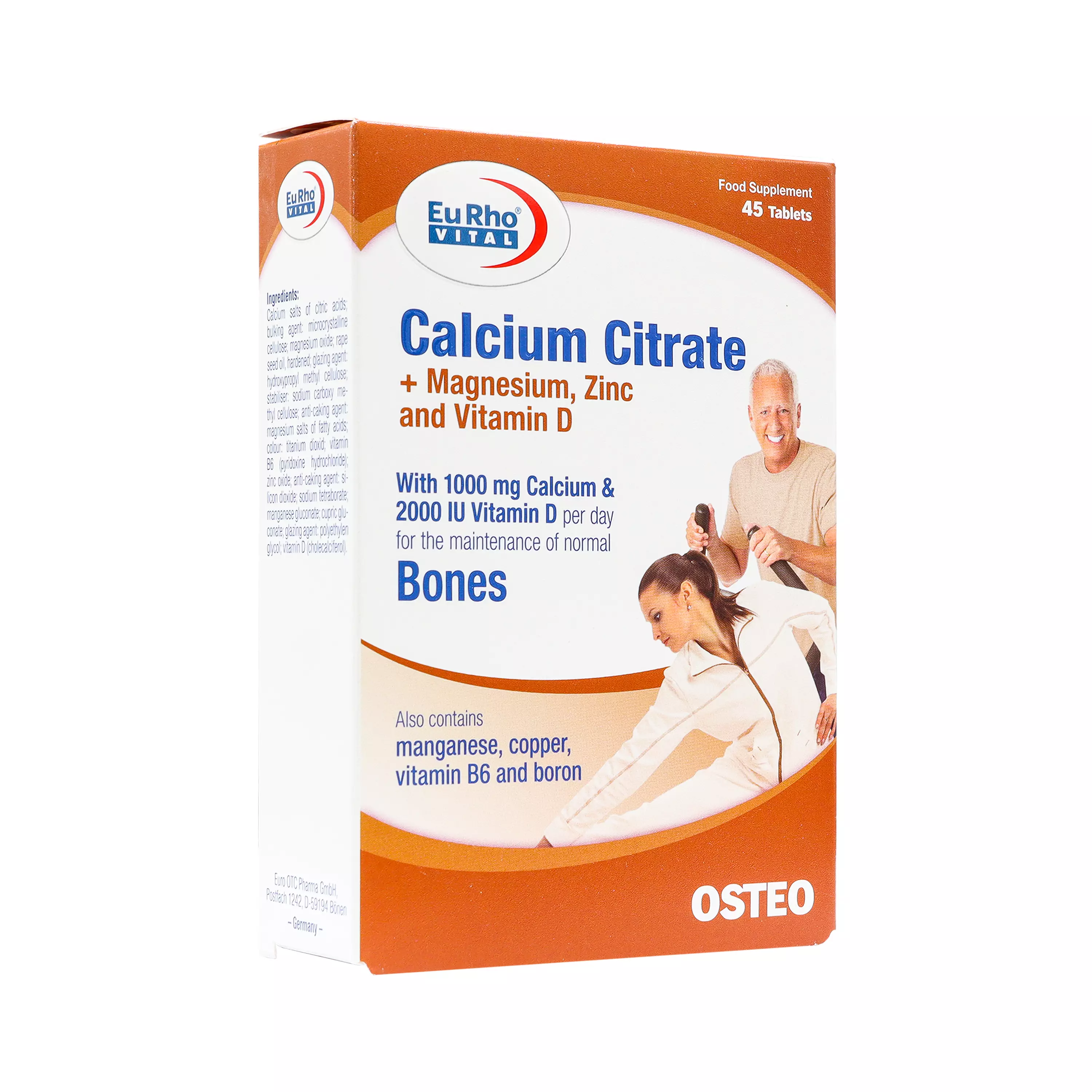 قرص کلسیم سیترات + منیزیم + زینک + ویتامین دی یورو ویتال